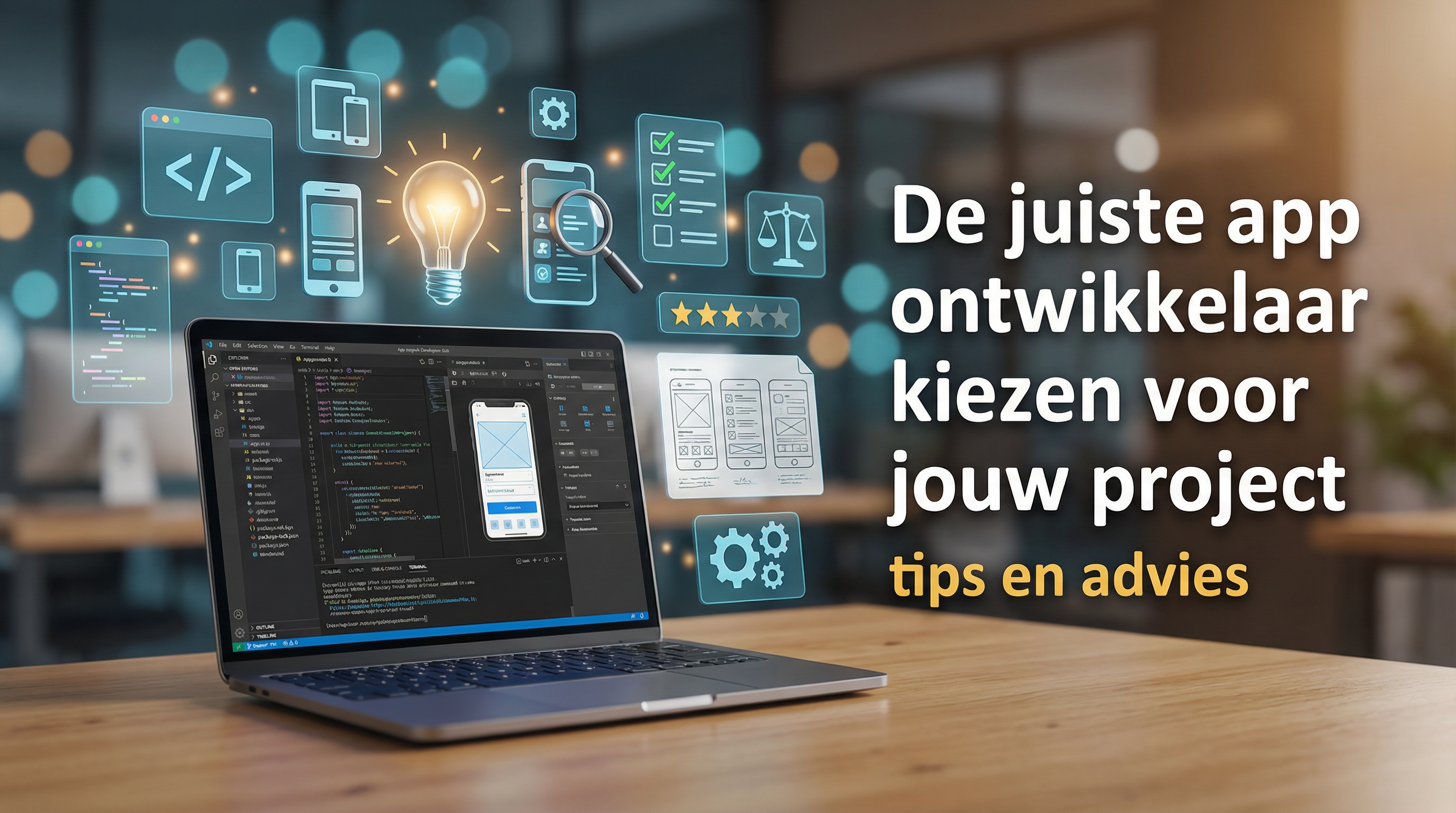 code editor op een laptop