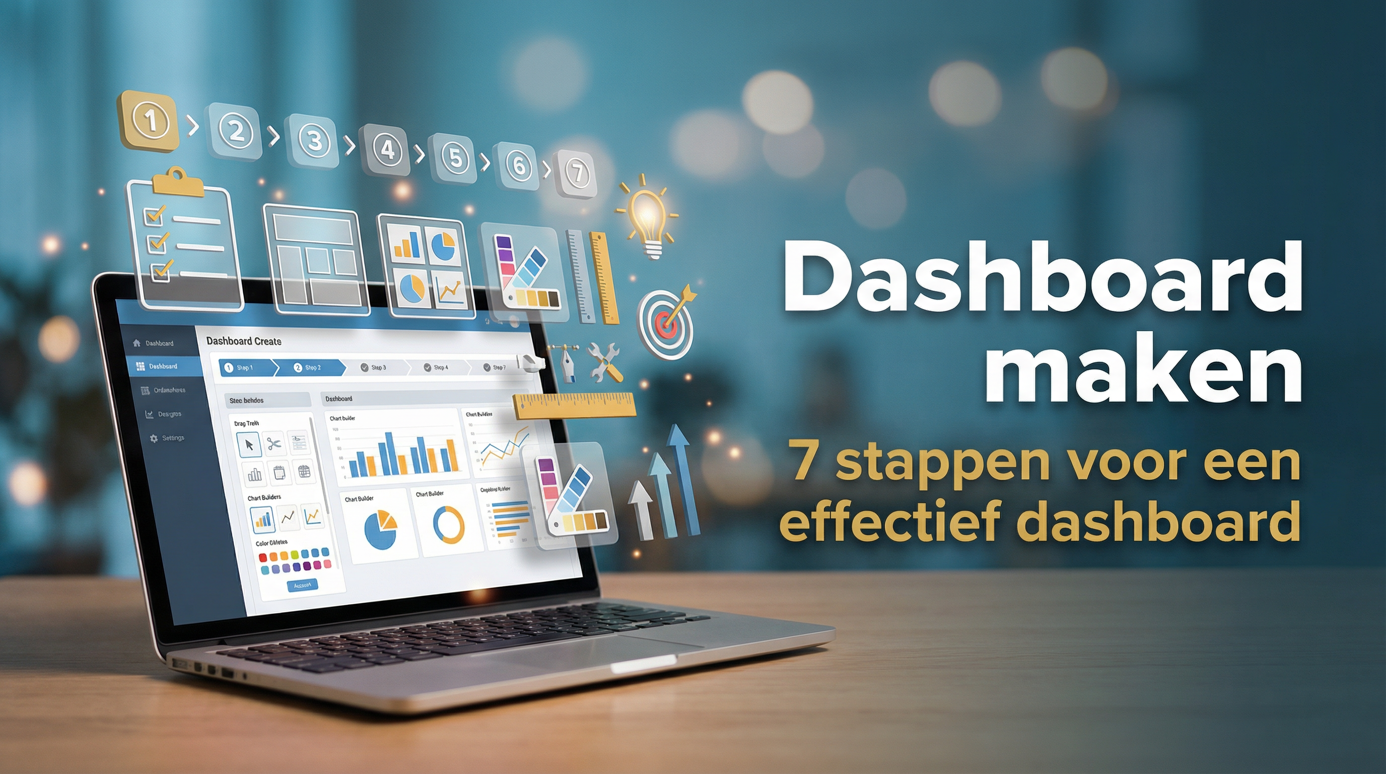 Dashboard maken in 7 stappen geschreven op een dashboard op een laptop