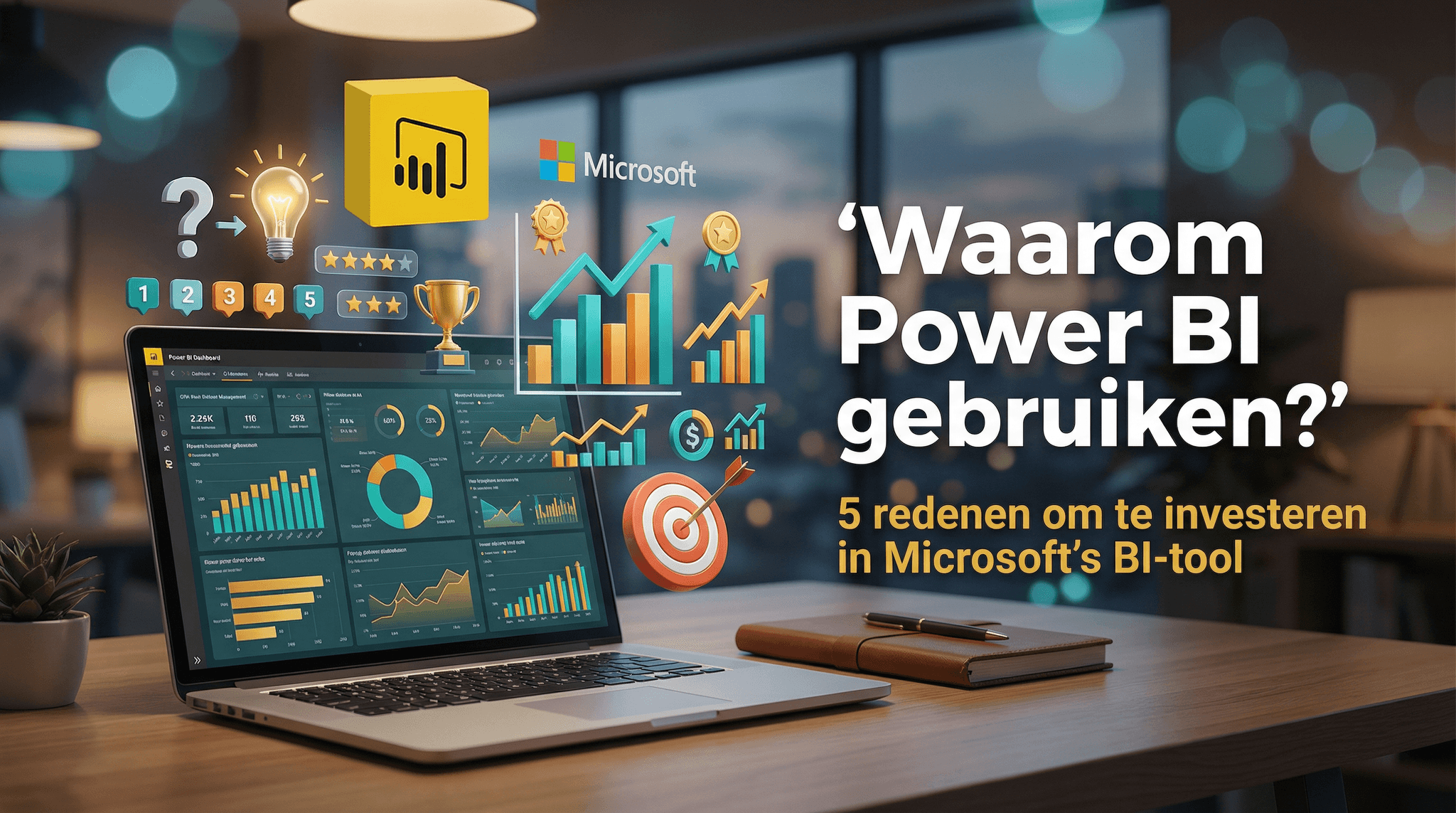 waarom powerbi gebruiken tekst en een dashboard op een laptopscherm